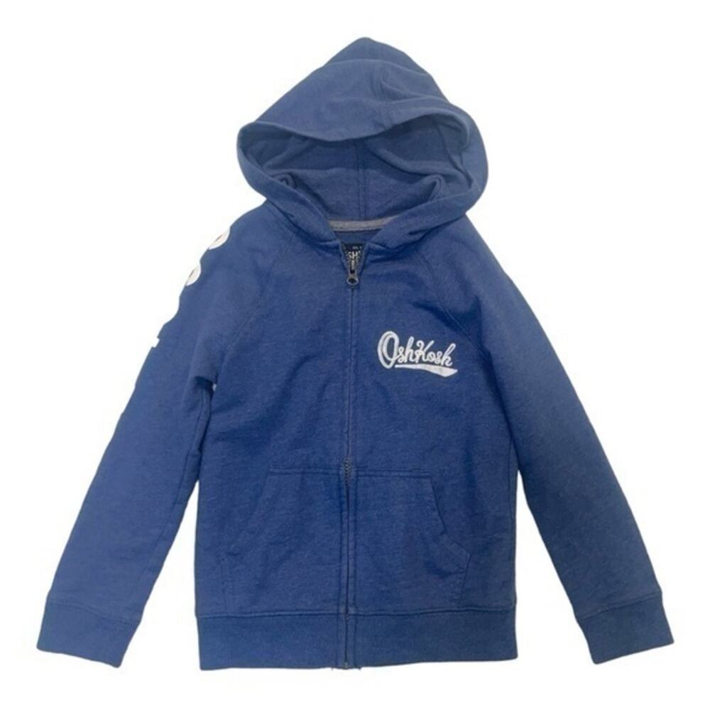 OshKosh B’Gosh Hoodie Boys Zip Up Sweatshirt Blue Logo Kids Size 6